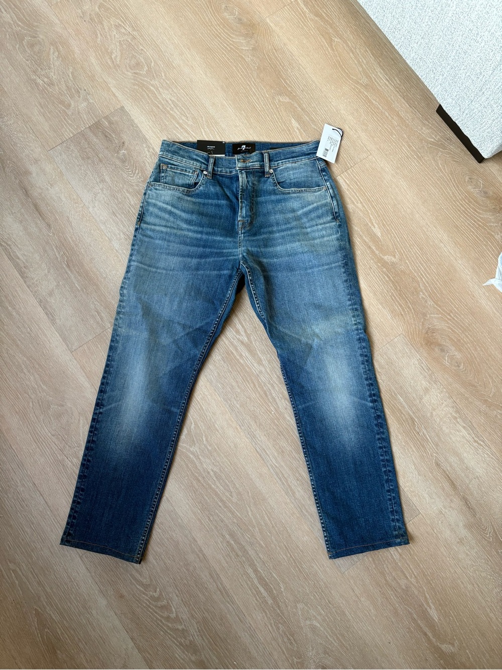 7 For All Mankind Men's Slim Jeans - Medium Blue Wash - Picture 3 of 3